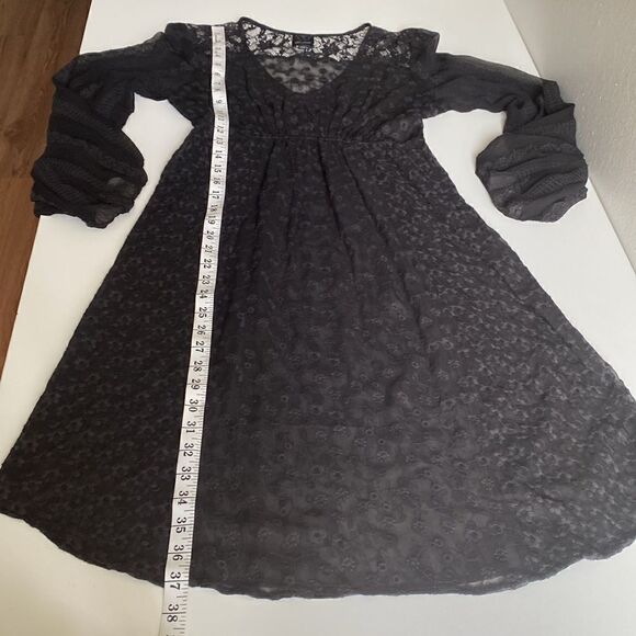 Ella Moss Black Empire Waist Lace Overlay Dress Size Small - Picture 9 of 12